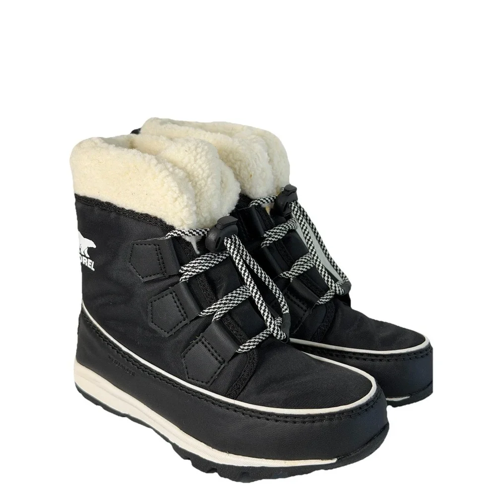 Sorel‎ Youth Unisex Whitney Carnival Sherpa Short Winter Boot Black size 1Y